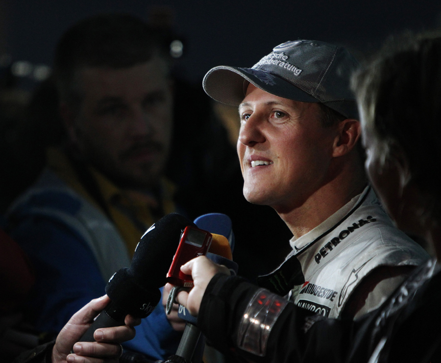 Michael Schumacher chats to the press