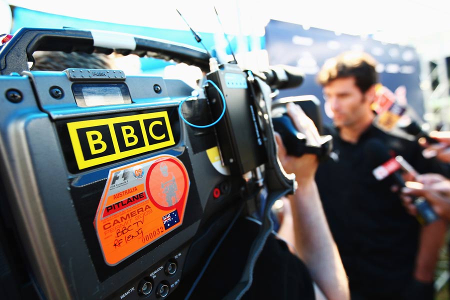 Mark Webber is interviewed by the BBC before the Australian Grand Prix