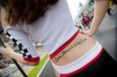 A Korean grid girl with a cheeky message