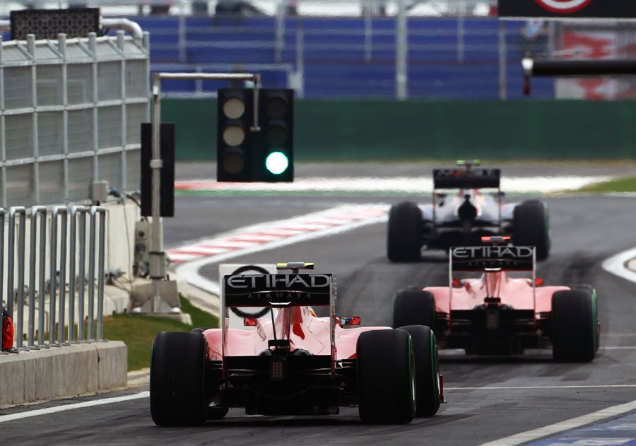 The Ferraris leave the bit behind Mark Webber