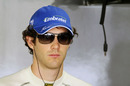 Bruno Senna in the HRT garage 