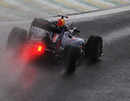 Sebastian Vettel out on track on full wets