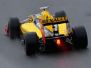 Robert Kubica throws his Renault at the apex