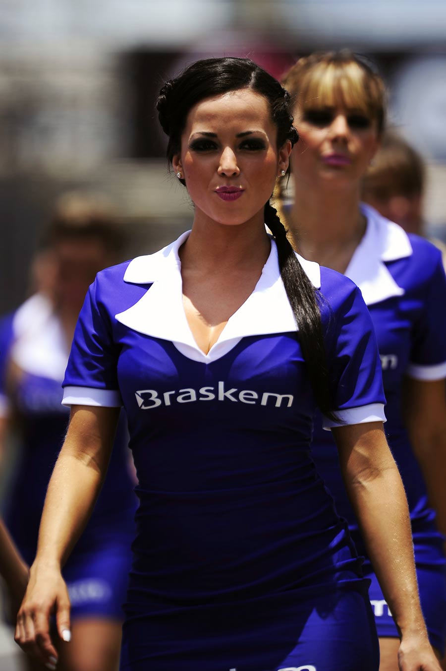 A Brazilian grid girl on race day