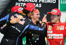 Red Bull's Mark Webber teases Fernando Alonso on the podium