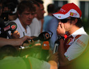 Championship leader Fernando Alonso talks to the press on Thursday