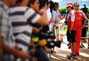 Fernando Alonso talks to the press on Thursday