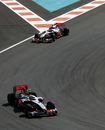 Lewis Hamilton leads Jenson Button