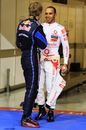 Lewis Hamilton congratulates Sebastian Vettel on his pole position