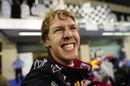 An ecstatic Sebastian Vettel celebrates winning the drivers' title