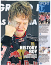 Sebastian Vettel makes the front page of the <I>Daily Telegraph</I>