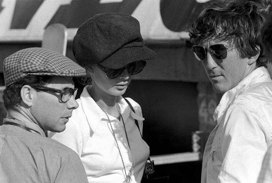 Jabby Crombac with Nina and Jochen Rindt at the 1969 British Grand Prix