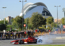 Luca Badoer entertains Ferrari fans in Valencia
