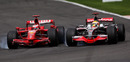 Kimi Raikkonen and Lewis Hamilton battled for the lead at Spa