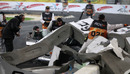 Heikki Kovalainen broke his rear suspension after crashing heavily