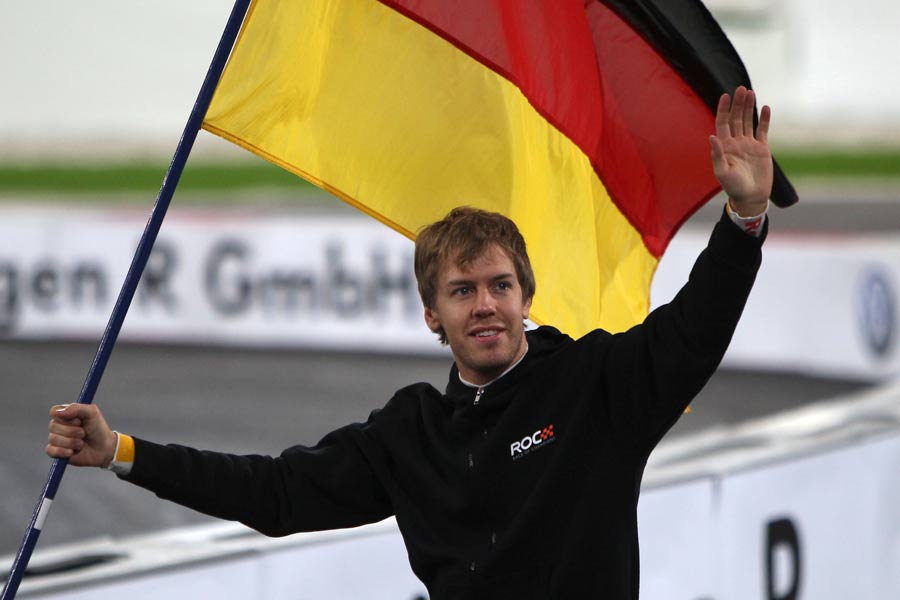 Sebastian Vettel waves to the crowd