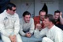 Jackie Stewart pictured with Graham Hill and Dan Gurney during the Belgian Grand Prix weekend