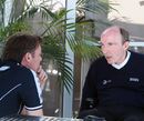 Sir Frank Williams talks to technical director Sam Michael