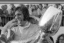Emerson Fittipaldi celebrates his Austrian Grand Prix victory that practically assured the title