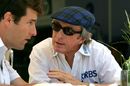 Mark Webber speaks to Jackie Stewart in the build-up to the 2005 US Grand Prix