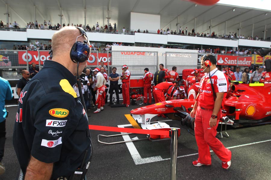 Adrian Newey keeps a beady eye on rivals Ferrari