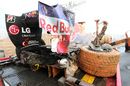 The wreckage of Mark Webber's Red Bull 