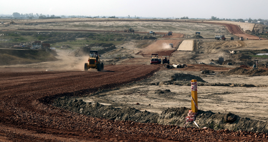 Work continues at the Jaypee International Race Circuit near Delhi ahead of the 2011 Indian Grand Prix