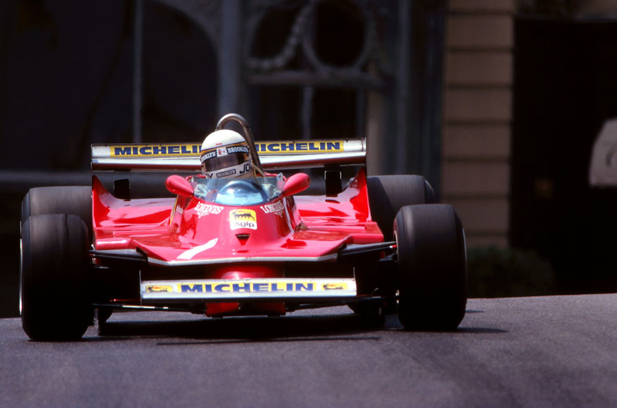 Jody Scheckter wrestles his Ferrari through Casino Square