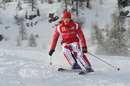 Ferrari reserve driver Jules Bianchi shows off his skiing skills in the Italian Dolomites