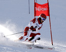 Fernando Alonso cuts a tight line on a slalom run
