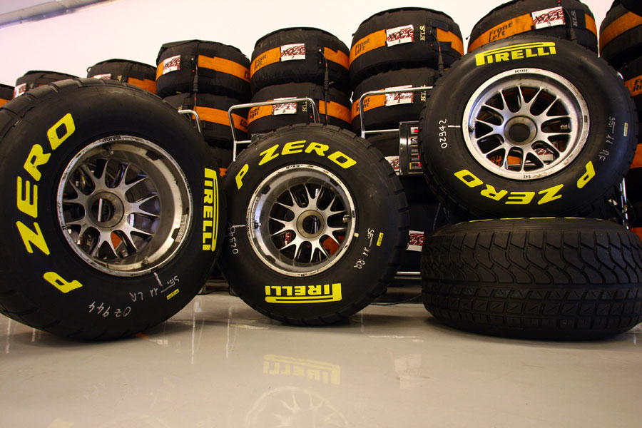 A set of Pirelli's wet tyres for the 2011 season