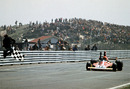 Niki Lauda crosses the line for a comfortable victory at Zandvoort