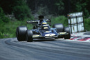 Ronnie Peterson on the edge of adhesion as he powers his Lotus 72E to victory