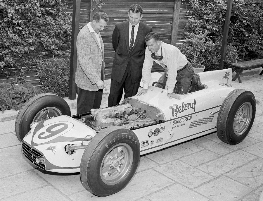 Sam Hanks (rear) and the builders of the Belond Exhaust Special pose for the cameras