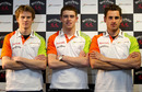 Force India's 2011 driver line-up, Nico Hulkenberg (test driver), Paul di Resta and Adrian Sutil