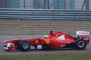 Fernando Alonso gives the Ferrari F150 its first run