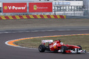 Fernando Alonso on track in the new Ferrari F150