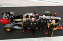 Vitaly Petrov, Eric Boullier, Gerard Lopez and Robert Kubica with the new Lotus Renault R31 