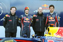 Christian Horner,  Sebastian Vettel, Adrian Newey and Mark Webber with the new Red Bull RB7