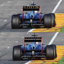 A before and after of Robert Kubica's moveable rear wing in action
