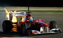 Felipe Massa's car spews flames