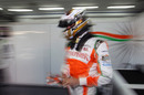 Adrian Sutil prepares to head out