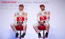 Lewis Hamilton and Jenson Button face the media at the launch of the new MP4-26