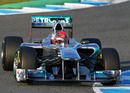Michael Schumacher behind the wheel of the Mercedes W02 on Friday morning
