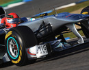 Michael Schumacher guides his Mercedes W02 to the fastest time of the day