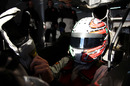 Tonio Liuzzi pulls on his gloves before the HRT F110 is fired up