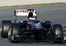 Rubens Barrichello out on a fresh set of Pirelli tyres