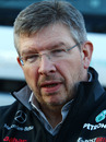 Ross Brawn talks to the media at the end of the day