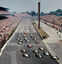 Jim Clark leads the field into the first corner at the Indianapolis 500