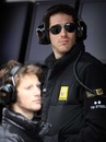 Bruno Senna and Romain Grosjean keep a close eye on proceedings